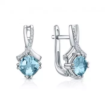 Золотые серьги с бриллиантами природными и топазами природными