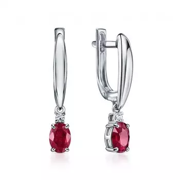 Золотые серьги с бриллиантами природными и рубинами природными