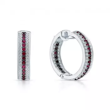 Золотые серьги с бриллиантами природными и рубинами природными