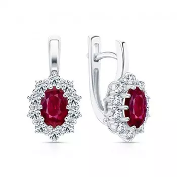 Золотые серьги с бриллиантами природными и рубинами природными