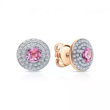 Золотые серьги с бриллиантами природными и сапфирами природными