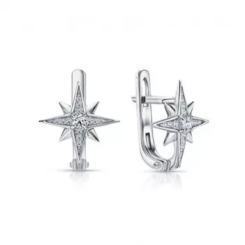 Золотые серьги с бриллиантами природными и топазами природными