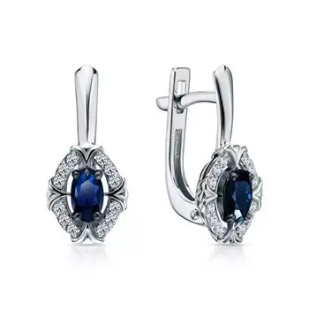 Золотые серьги с бриллиантами природными и сапфирами природными