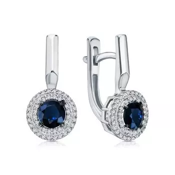 Золотые серьги с бриллиантами природными и сапфирами природными