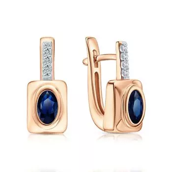 Золотые серьги с бриллиантами природными и сапфирами природными