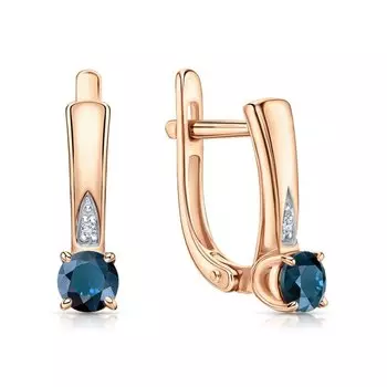 Золотые серьги с бриллиантами природными и топазами природными