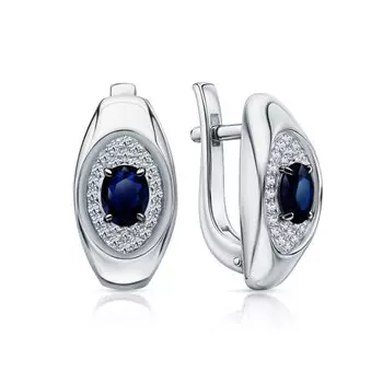 Золотые серьги с бриллиантами природными и сапфирами природными