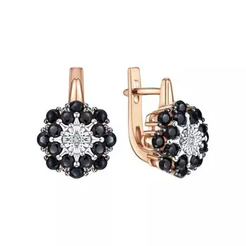 Золотые серьги с бриллиантами природными и сапфирами природными