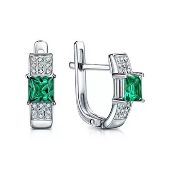 Золотые серьги с бриллиантами природными и изумрудами выращенными