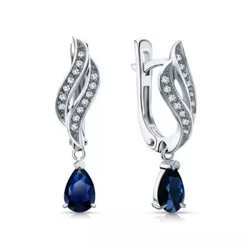 Золотые серьги с бриллиантами природными и сапфирами природными