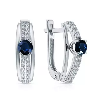 Золотые серьги с бриллиантами природными и сапфирами природными