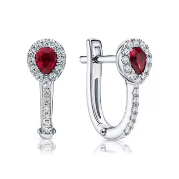 Золотые серьги с бриллиантами природными и рубинами природными