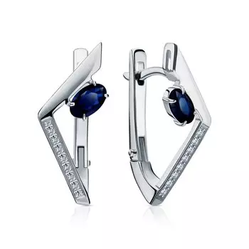 Золотые серьги с бриллиантами природными и сапфирами природными