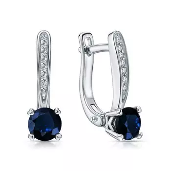 Золотые серьги с бриллиантами природными и сапфирами природными