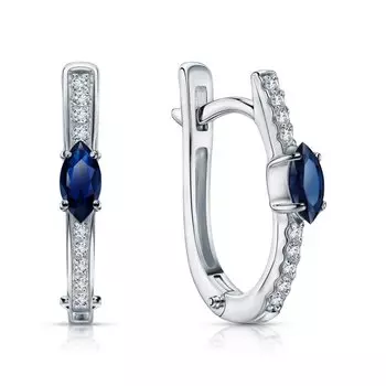 Золотые серьги с бриллиантами природными и сапфирами природными