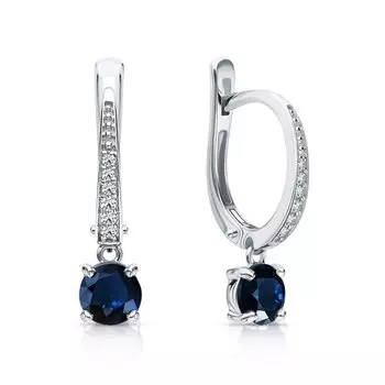 Золотые серьги с бриллиантами природными и сапфирами природными