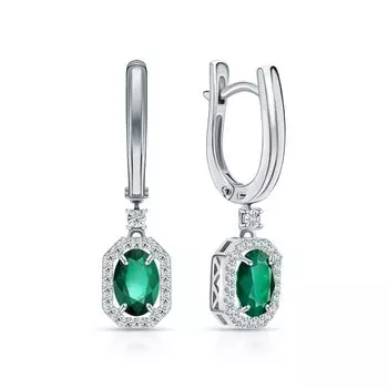 Золотые серьги с бриллиантами природными и изумрудами природными