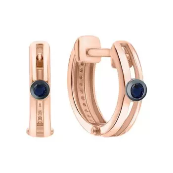 Золотые серьги с бриллиантами природными и сапфирами природными