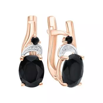 Золотые серьги с бриллиантами природными и шпинелями природными