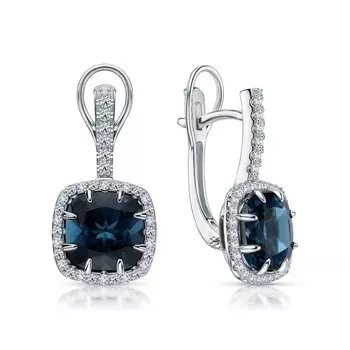 Золотые серьги с бриллиантами природными и топазами природными