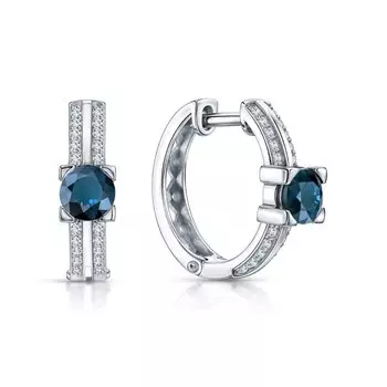 Золотые серьги с бриллиантами природными и топазами природными