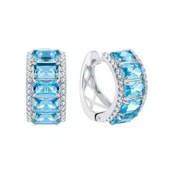 Золотые серьги с бриллиантами природными и топазами природными