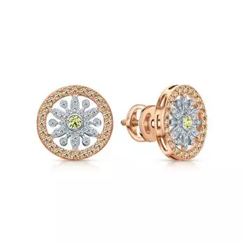 Золотые серьги с бриллиантами природными и сапфирами природными