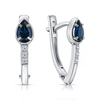 Золотые серьги с бриллиантами природными и сапфирами природными