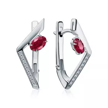 Золотые серьги с бриллиантами природными и рубинами природными