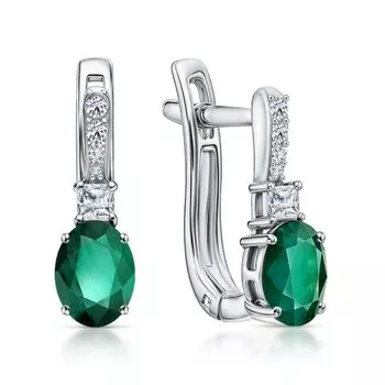 Золотые серьги с бриллиантами природными и изумрудами природными