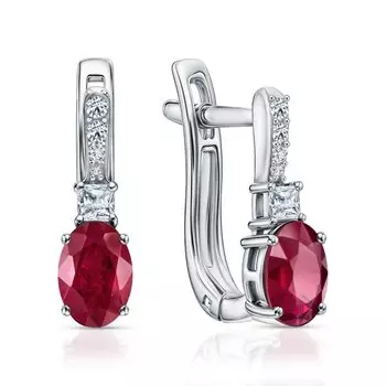 Золотые серьги с бриллиантами природными и рубинами природными