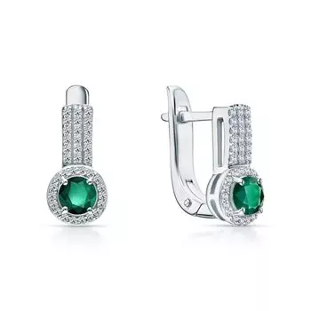 Золотые серьги с бриллиантами природными и изумрудами природными