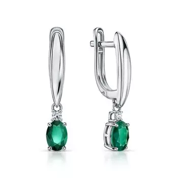 Золотые серьги с бриллиантами природными и изумрудами природными