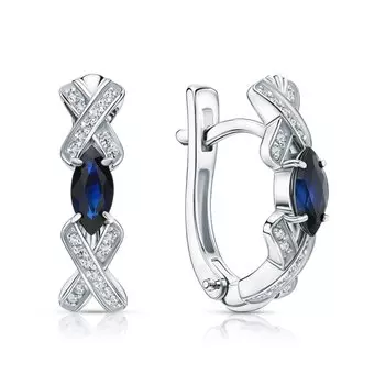 Золотые серьги с бриллиантами природными и сапфирами природными