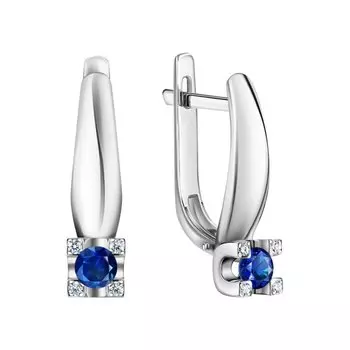 Золотые серьги с бриллиантами природными и сапфирами природными