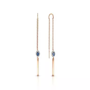 Золотые серьги с бриллиантами природными и сапфирами природными