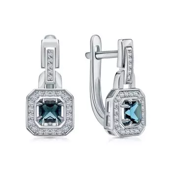 Золотые серьги с бриллиантами природными и топазами природными