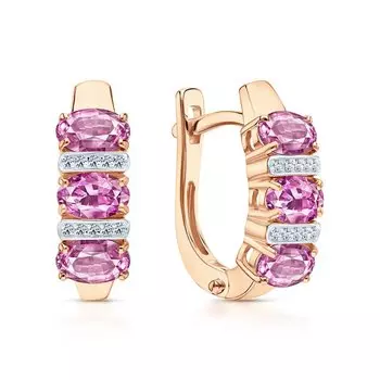 Золотые серьги с бриллиантами природными и сапфирами природными