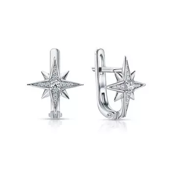 Золотые серьги с бриллиантами природными и топазами природными