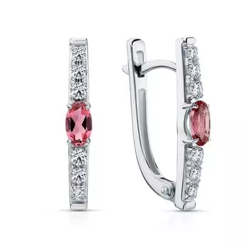 Золотые серьги с бриллиантами природными и турмалинами природными