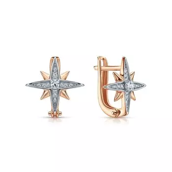 Золотые серьги с бриллиантами природными и топазами природными