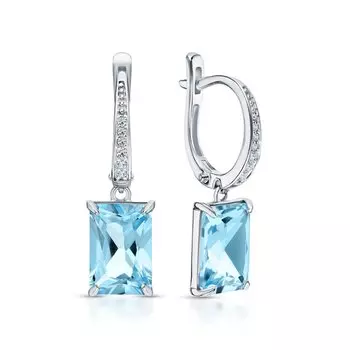 Золотые серьги с бриллиантами природными и топазами природными