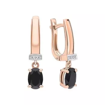 Золотые серьги с бриллиантами природными и шпинелями природными