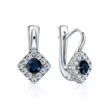 Золотые серьги с бриллиантами природными и сапфирами природными