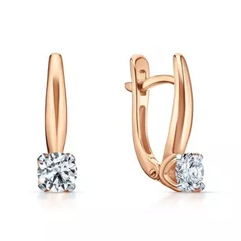 Золотые серьги с бриллиантами выращенными