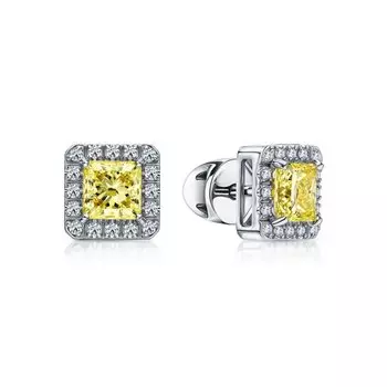 Золотые серьги с бриллиантами выращенными