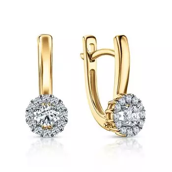 Золотые серьги с бриллиантами выращенными