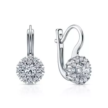 Золотые серьги с бриллиантами выращенными