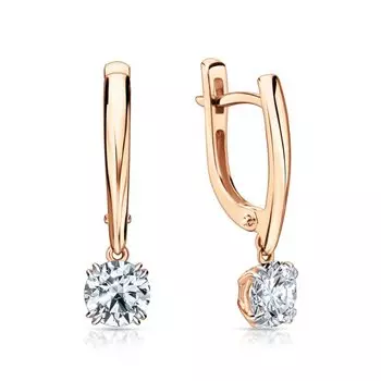 Золотые серьги с бриллиантами выращенными