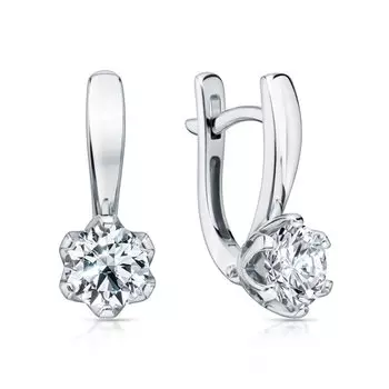 Золотые серьги с бриллиантами выращенными